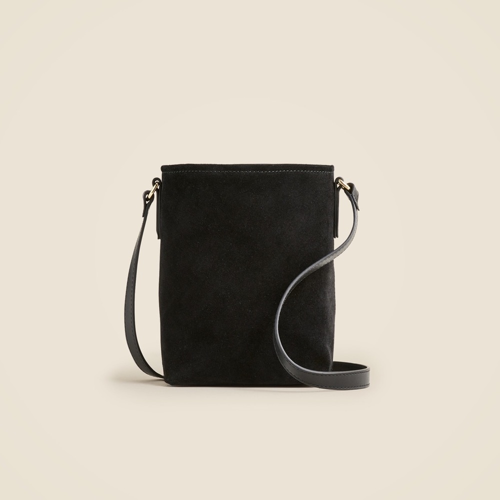 J. Crew Small Berkeley crossbody bag in black suede and leather